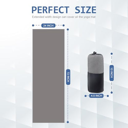 Eunzel 2 Pack Hot Yoga Towel, Non-Slip Yoga Mat Towel with Grip Dots Stickyfiber Sweat Absorbent Towel for Hot Yoga, Pilates and Workout 72" x 24", Grey - color: Grey