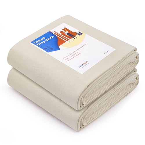 REDIBLUE Canvas Drop Cloth for Painting - Washable, Durable, Highly Absorbent Seamless Cotton Fabric, Multipurpose Protection for Floor, Carpet, Furniture, Indoor, Outdoor Use, 8oz, 4x6ft (Pack of 2) - size: 4 x 6 Feet (Pack of 2)