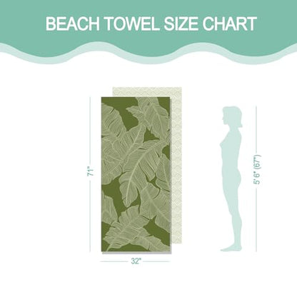 Eunzel Microfiber Beach Towel, Quick Dry Travel Towel Large Sand Free Towel for Beach, Camping, Swim Pool, Gym, Sports& Yoga 71"x32", Palm Green - color: 1 Pack_palm Green