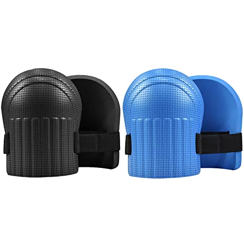WWZMDiB 1 Pair Waterproof EVA Foam Knee Cushion with Adjustable Hook and Loop Straps, Home & Gardening Knee Pads for Women and Men (Blue)
