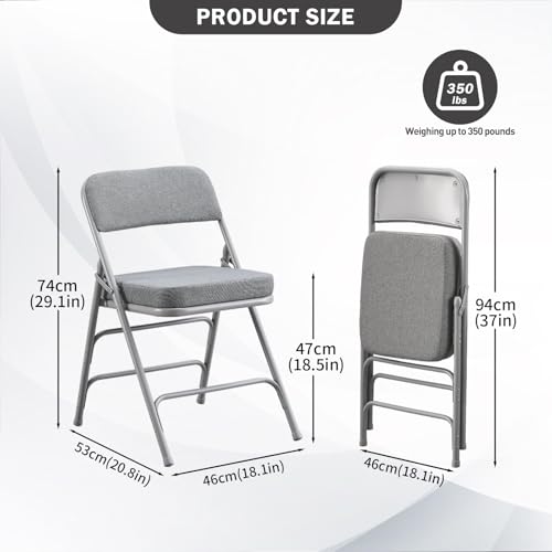 Padded Folding Chair with Thick Cushion, 1 Pack Grey - color: Gray 1 Pack