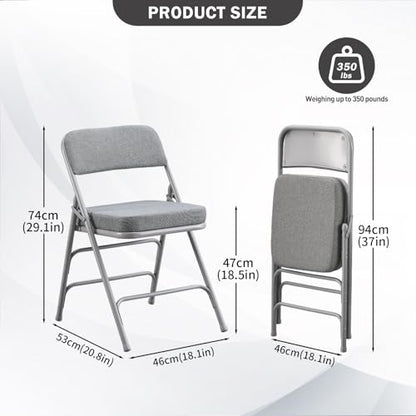 Padded Folding Chair with Thick Cushion, 1 Pack Grey - color: Gray 1 Pack