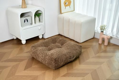 Floor Pillow, Large Meditation Sitting Cushion with Handle - color: Square, Brown