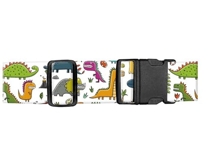Luggage Straps for Suitcases, Adjustable Travel Belt, Durable Wide Luggage Strap, Cute Suitcase Strap Identifiers with Buckle, Bag Straps for Luggage, Cute Dinosaurs - color: Cute Dinosaurs