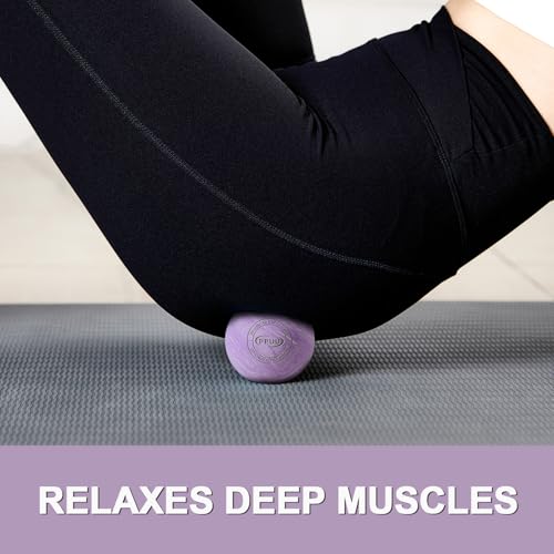 Massage Lacrosse Ball, 2.5 Inch Firm Solid Rubber Deep Tissue Ball for Myofascial Release, Plantar Fasciitis & Muscle Knot Relief, for Foot, Glutes, Shoulder Blades, Calves, 1 Count Purple-03 - color: Purple-03