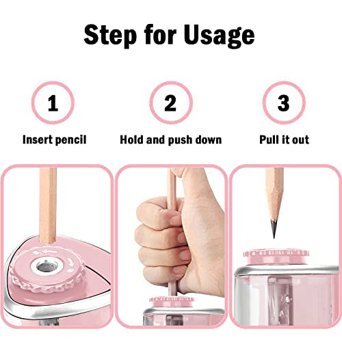 Aogwat Pencil Sharpener Electric Pencil Sharpener for Kids, Blade to Fast Sharpen, Suitable for No.2/School/Classroom/Office/Home (Pink) - color: Pink