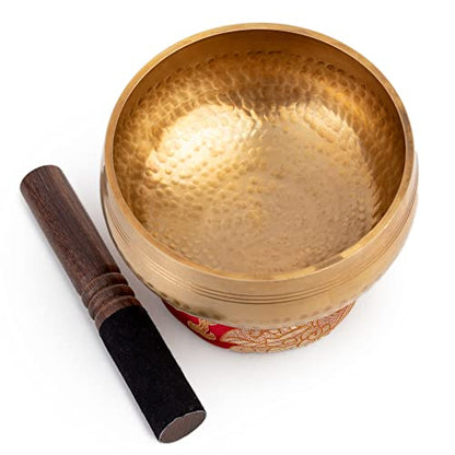 Tibetan Singing Bowl Set - Easy To Play for Beginners - Authentic Handcrafted Mindfulness Meditation Holistic Sound 7 Chakra Healing Gift by Himalayan Bazaar (5") - color: Gold - 5 Inch