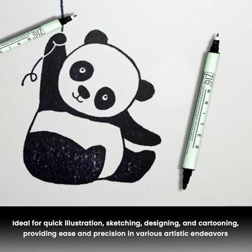 ZIG Memory System Writer Marker 010 Pure Black | Dual-Tip (0.5mm & 1.2mm) for Scrapbooking, Journaling, and Cardmaking | Acid-Free and Fade-Proof Ink