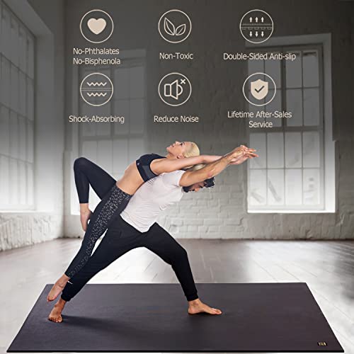 GXMMAT Large Yoga Mat 6'x4'/6'x6'(7mm) & 7'x5'(9mm) - color: Black Real, size: 6*6 FT