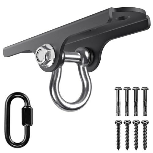 BeneLabel Swing Hanger Heavy Duty Ceiling Swing Mount 1000 LBS Capacity Heavy Bag Hanger 180° Hanging Chair Hanger Swings Hardware for Hammock Chairs, Porch Swings, Aerial Silks, Gymnast Ring - color: 180° D-ring Swing Hanger ( 1 Pack ) - Black Base