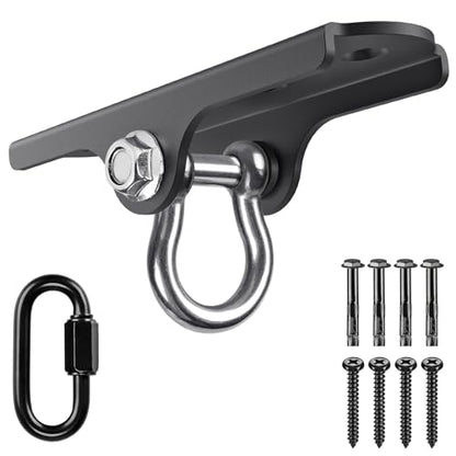 BeneLabel Swing Hanger Heavy Duty Ceiling Swing Mount 1000 LBS Capacity Heavy Bag Hanger 180° Hanging Chair Hanger Swings Hardware for Hammock Chairs, Porch Swings, Aerial Silks, Gymnast Ring - color: 180° D-ring Swing Hanger ( 1 Pack ) - Black Base