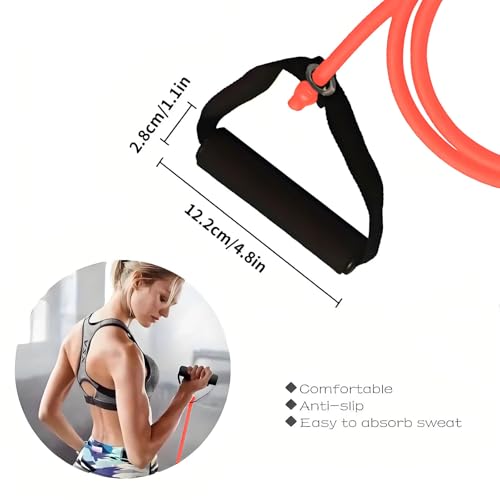 Resistance Bands with Handles, Exercise Bands - Perfect Stretch Rope for Home Workouts, Ideal for Fitness Enthusiasts & Home Gym - color: Red(20lb)