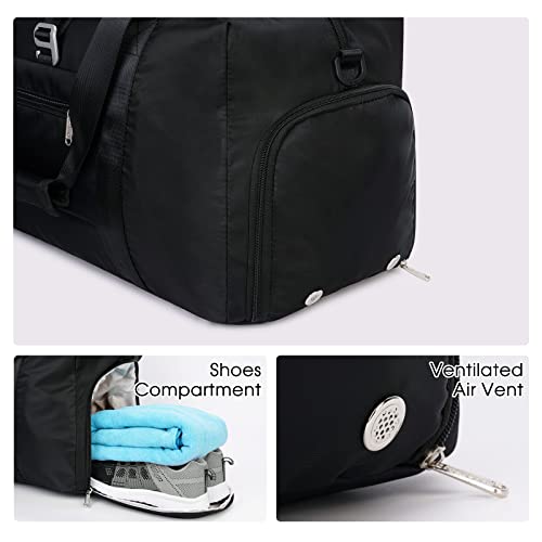 Ceneda 20" Gym Bag for Women with Wet Pocket & Shoe Compartment, Lightweight Duffel Waterproof Carry On Duffle for Travel, Yoga, Overnight (Black) - color: Black
