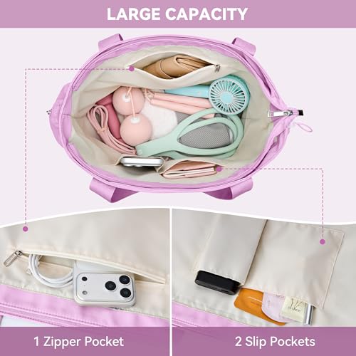WLLWOO Thick Yoga Mat Bag Women Gym Tote Breathable Mesh Holder Wet Pocket | Carryall Lightweight Waterproof Shoulder for Pilates Travel Beach Workout Fitness Carrier - color: Purple