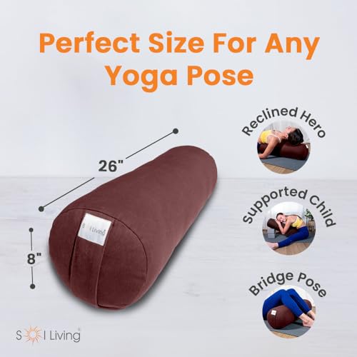 Pranayama Yoga Bolster Meditation Pillow - color: Brown, size: Cylindrical 26" x 8"
