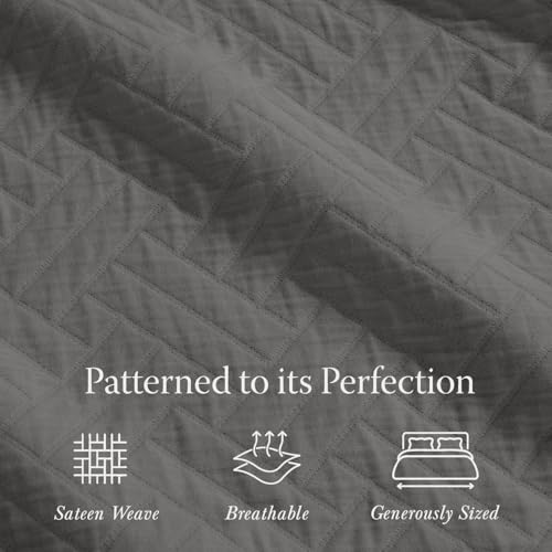 Threadmill Cotton King Coverlet Blanket, Crisscross Jacquard, Dark Grey - color: Classic Dark Grey, size: King / Cal King