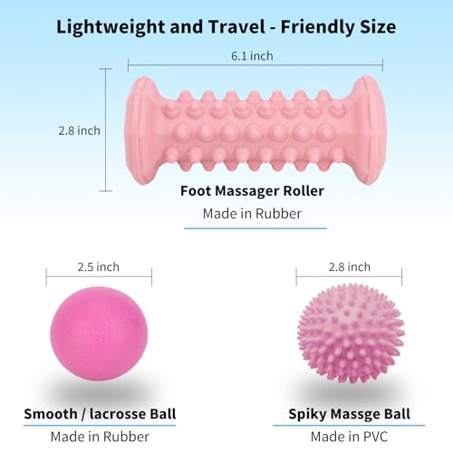 Pink Foot Massager Roller Set for Plantar Fasciitis, Arch&Heel Pain Relief - color: Pink Combination