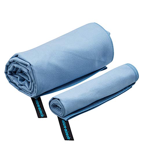 2-Pack Microfiber Towel - XXL Travel Quick Dry and Extra Soft Microfiber Towels, Lightweight and Compact for Gym, Swim Practice, Travel, Backpacking, Camping, RV, Beach, Camping - color: Light Blue