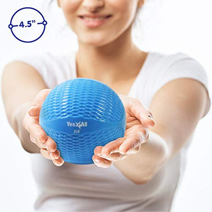 Yes4All Weighted Toning Balls for Exercise, Soft Medicine Balls for Exercise, Pilates, Yoga, Balance, Flexibility, 2-10lbs - color: Blue, style: B. Diamond Grip - Knurl