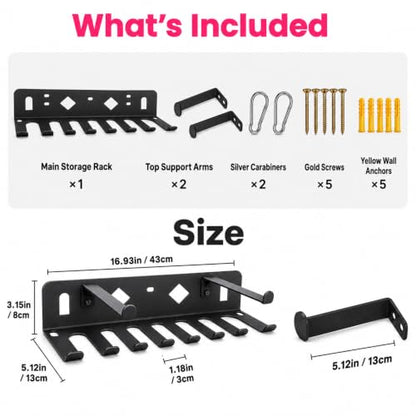 Steel Wall Mount Gym Storage Rack, Yoga Mat Holder, Black