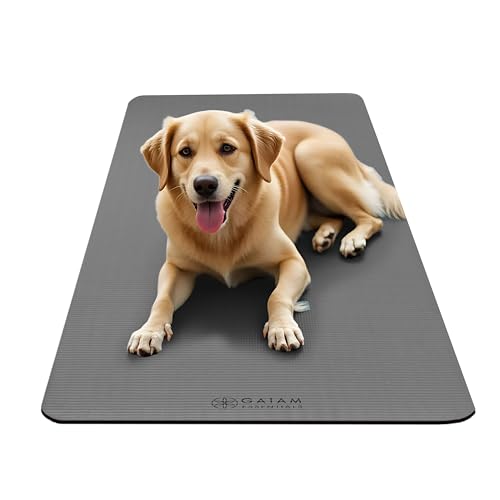 Gaiam Thick Yoga Mat, Exercise & Fitness Mat with Easy-Cinch Carrying Strap - color: Grey, size: 2/5" (10MM)
