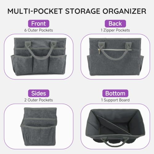 Craft Organizer Tote Bag,Art Supply Organizer Bag for Craft Supplies | 11 Pockets,Portable Handle,Collapsible Design,Reinforced Base,Sturdy Art Caddy Bag for Scrapbooking,Craft,Art,Sewing