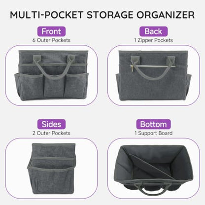 Craft Organizer Tote Bag,Art Supply Organizer Bag for Craft Supplies | 11 Pockets,Portable Handle,Collapsible Design,Reinforced Base,Sturdy Art Caddy Bag for Scrapbooking,Craft,Art,Sewing