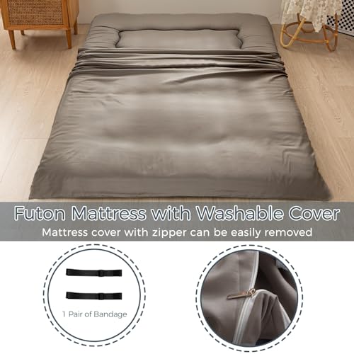 MAXYOYO 6" Extra Thick Japanese Floor Mattress Twin Folding Futon Mattress - color: Dark Grey, size: Twin