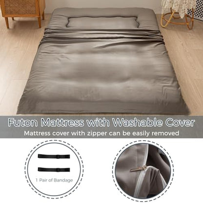 MAXYOYO 6" Extra Thick Japanese Floor Mattress Twin Folding Futon Mattress - color: Dark Grey, size: Twin