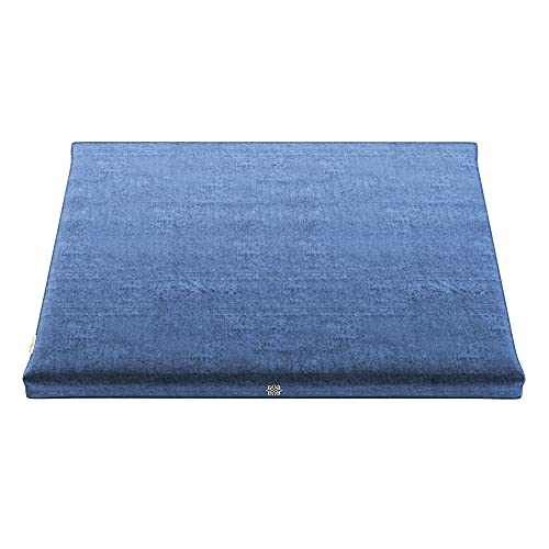 Mindful & Modern Zabuton Meditation Mat - Cotton Filled Yoga and Meditation Pad - Zabuton Meditation Cushion for Kneeling and Sitting Support - Large Rectangular Sitting Floor Pillow for Bench or Zafu - color: Velvet - Blue