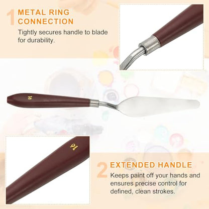 HARFINGTON Palette Knife Painting Tool 3.74" x 1.1" Stainless Steel Art Spatula Pallet Knives Scrapers Tools with Plastic Handle for Acrylic Oil Canvas Mixing Spreading, Red/Silver - size: 3.74" x 1.1"