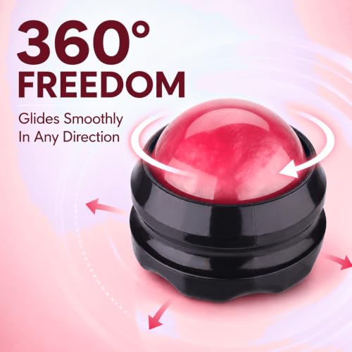 Manual Massage Ball Roller for Neck, Shoulder & Foot Pain - Pink Handheld Self Massage Tool for Essential Oils & Lotion - color: Pink