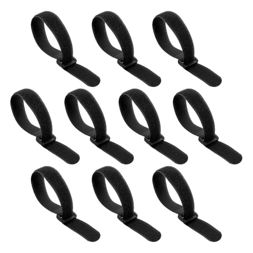 PATIKIL 0.8"x10" Reusable Cinch Straps, 10Pcs Adjustable Nylon Multipurpose Hook and Loop Cable Securing Straps with Plastic Buckle for Organizer Storage Cables Cords Ropes, Black - color: Black, size: 0.8" x 10"