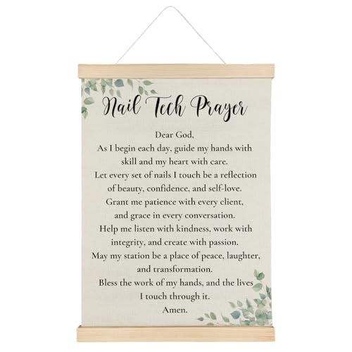 ATBWGT Nail Tech Prayer Christian Wall Art Decor, Beauty Room Decor, Inspirational Bible Verses Scripture Poster Hanger Frame for Nail Room Studio Office, 12x16 Inch - color: Prayer - Nail Tech