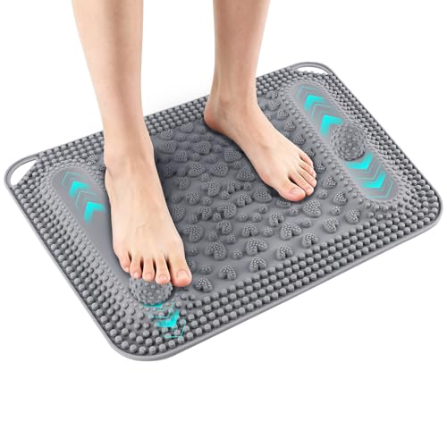 Kalolary Silicone Foot Massage Acupressure Mat with 2 Massage Balls - color: Cool Gray