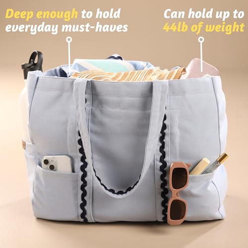 Folkulture Beach Tote Bags For Women, Beach Must Haves 2026-18x15 Inch | Waterproof,Sandproof, Large Tote Bags for Women, Swimming Pool, Beach Essentials, Simple Modern Pool Bag, Bolsos Para Mujeres - color: Ice Blue