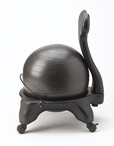Gaiam Classic Balance Ball Chair, Stability Seat (Black) | 52cm stability ball chair builds core strength while you sit. Includes pump & exercise guide. - color: Black, style: Classic