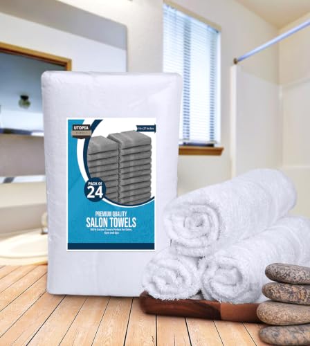 Utopia Towels Salon Towels, Pack of 24, 16x27 in, 100% Cotton, White - color: White, size: 24 Pack