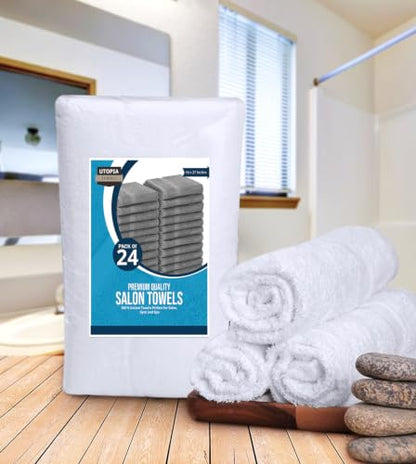 Utopia Towels Salon Towels, Pack of 24, 16x27 in, 100% Cotton, White - color: White, size: 24 Pack