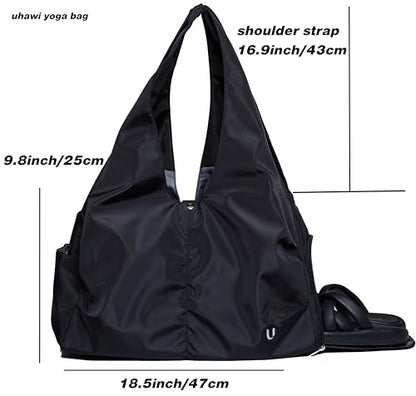 Yoga Bag for Women, Gym Tote Bag with Shoe Compartment & Wet Dry Pocket, Water Resistant Yoga Mat Bag with Adjustable Strap