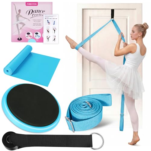 Ballet Practice Kit - Turning Board, Stretching Strap & Resistance Band to Improve Turns, Balance, Spinning for Dance - color: BLUE