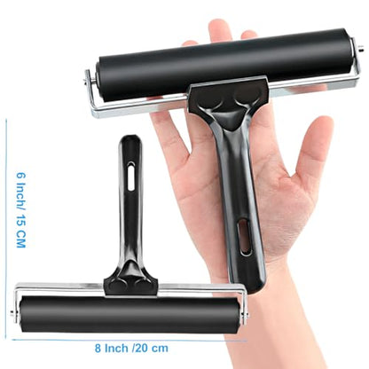 Rubber Roller, Ideal for Anti Skid Tape Construction Tools, Print, Ink and Stamping Tools (8-Inch, Black) - size: 8-Inch