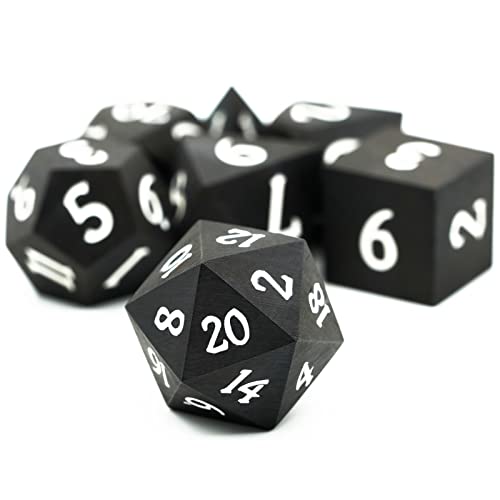 Ebony Wood DND Dice Set Wooden Polyhedral Dice Set for Tabletop Game | Iron Box, DM Gift, for Dungeons and Dragons Role Playing Games - color: Ebony Wood