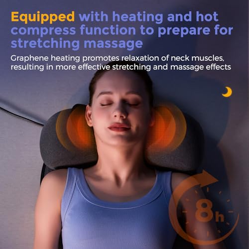 ALPHAY Cervical and Shoulder Massage Pillow, Portable Neck Traction Device, Dynamic Massage, Graphene Heating, Shoulder and Neck Relax Device