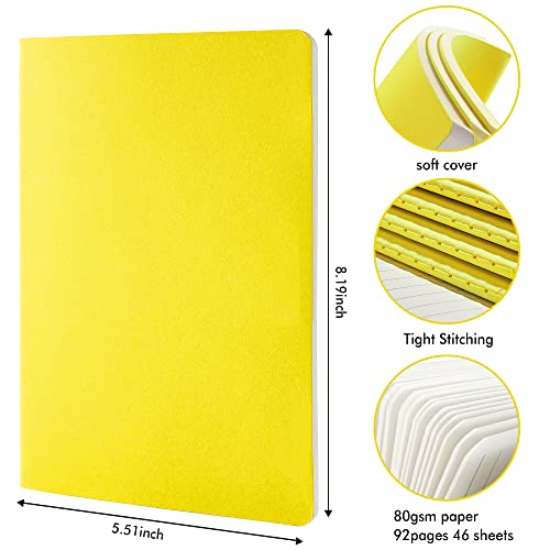 feela 36 Pack Soft Cover Journal Bulk, Lined Blank Travel Journal for Women Men Writing, Notebooks College Ruled for Work, Note Taking Notebook School Business Supplies, 8.2” x 5.5”, A5, Lemon Yellow - color: 36 Lemon Yellow