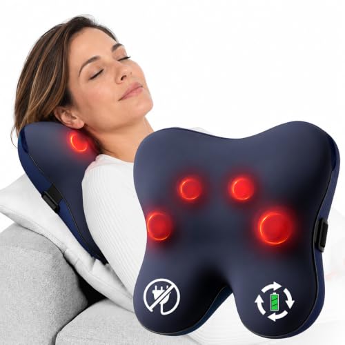 BOB AND BRAD Cordless Back Massager with Heat FSA Eligible HSA, Shiatsu Back Massager for Pain Relief Deep Tissue, 3D Kneading Massage Pillow for Pain Relief, Soothing Full-Body Relief for Family - color: Ocean Blue
