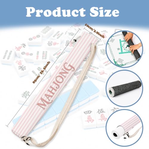 Pink and White Striped Mahjong Mat Bag with Adjustable Straps | Art Deco Pink Lines Drawstring Mahjong Mat Carrying Bag Canvas Storage for Board Games Yoga Mats (Bag Only) - color: Pink and White Striped