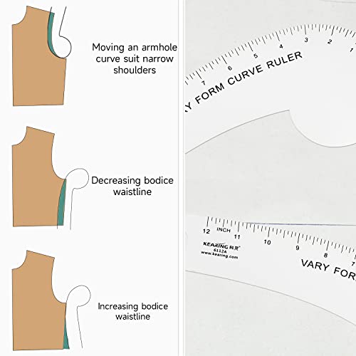 Imperial Fashion Designer's Ruler Kit for Pattern Making Sewing | Lightweight Aviation Aluminum Hip Curve Ruler, L-Square Ruler, Vary Form Curve Ruler and Arcylic Quilting Ruler for Design - style: Pattern Kit