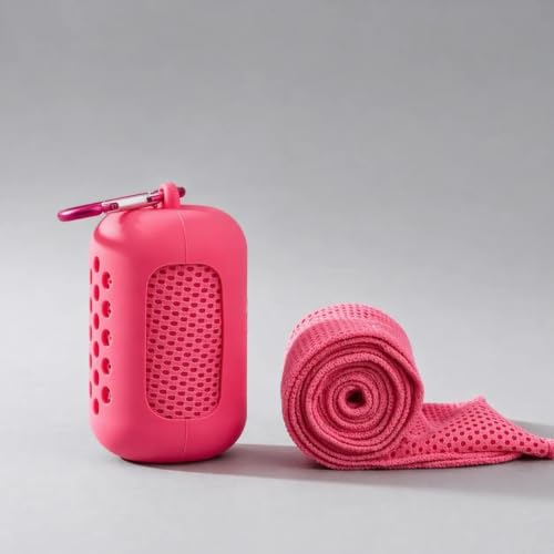 Cooling Towel, Quick Dry Sports Towel with Silicone Case, 11.8 x 35.4 in - color: Red, size: Medium