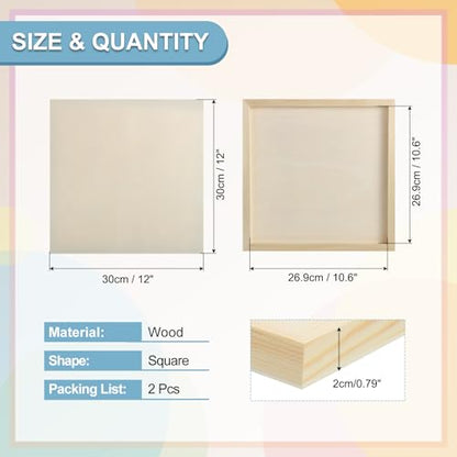 MECCANIXITY 6 Pack Wood Canvas Boards, 12x12 Inch Art Canvases Square Unfinished Wood Panel for Painting, Crafts, DIY Projects, Pouring Art - size: 12x12 Inch